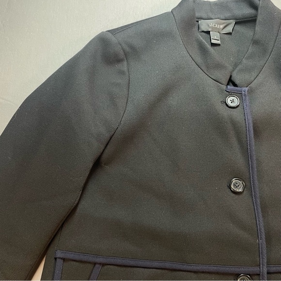J Crew Tipped Twill Blazer Jacket w/ Mandarin Collar; Black/Navy - Womens Size 4 - Picture 6 of 16